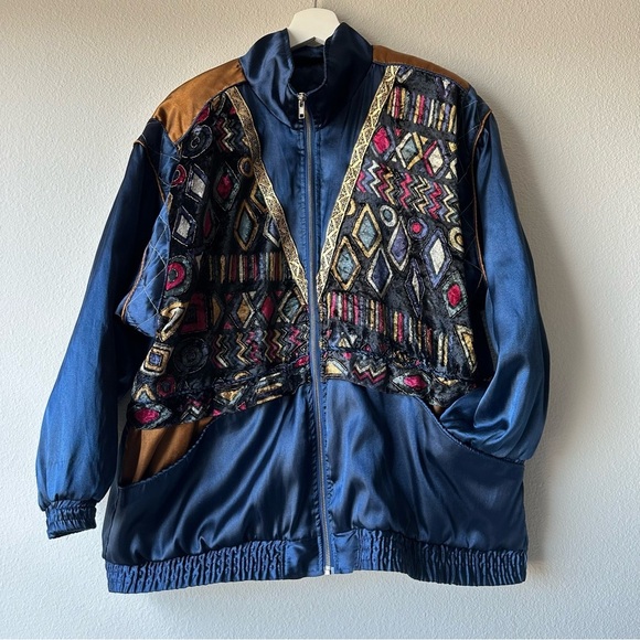 - Points west Vintage Multicolor Geometric women’s  Jacket - Picture 1 of 11